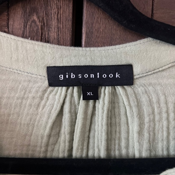 Gibsonlook 100% Cotton Gauze Lightweight Blouse Sage Green Size XL - Picture 4 of 5